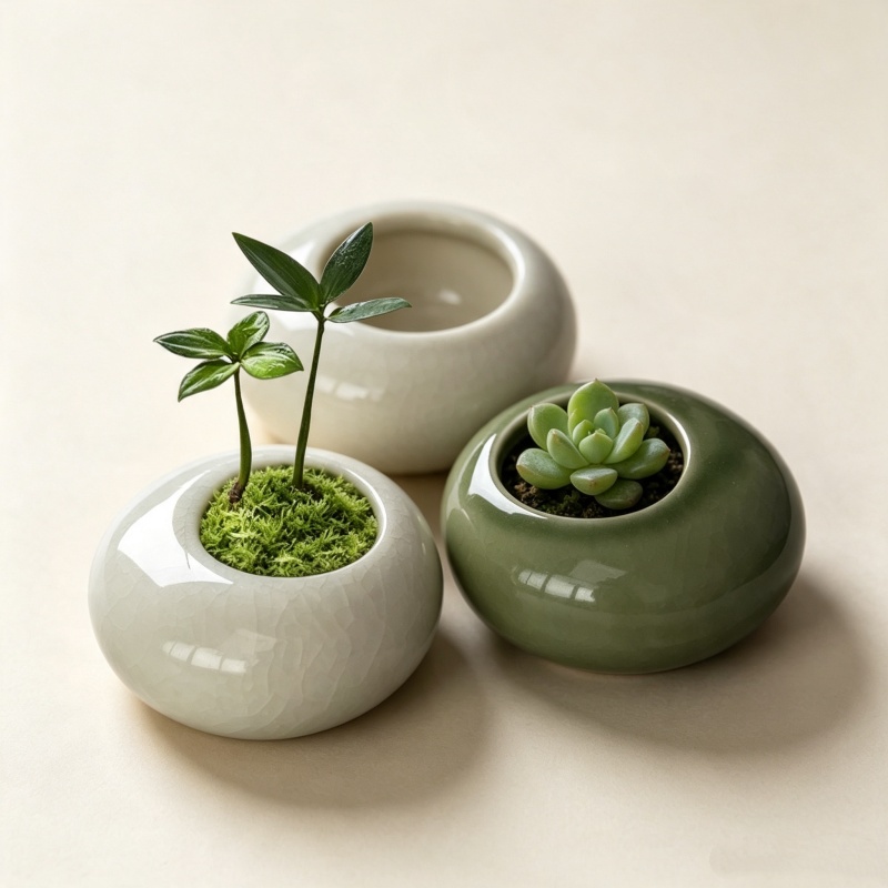 Echeveria Succulent - Mini Ice Crack Glazed Plant Pot